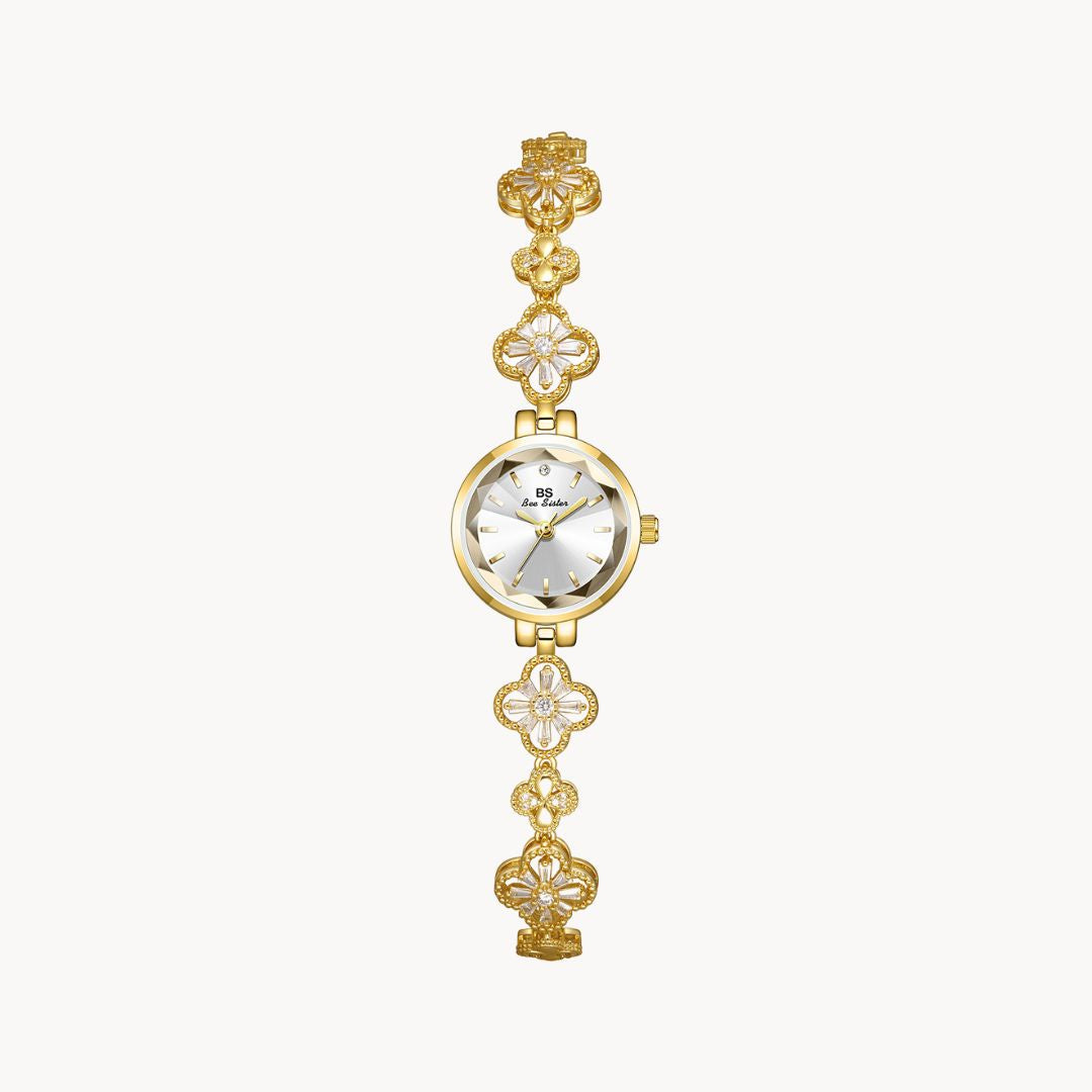 Fleuréa™ 24K Gold Flower Bracelet Watch