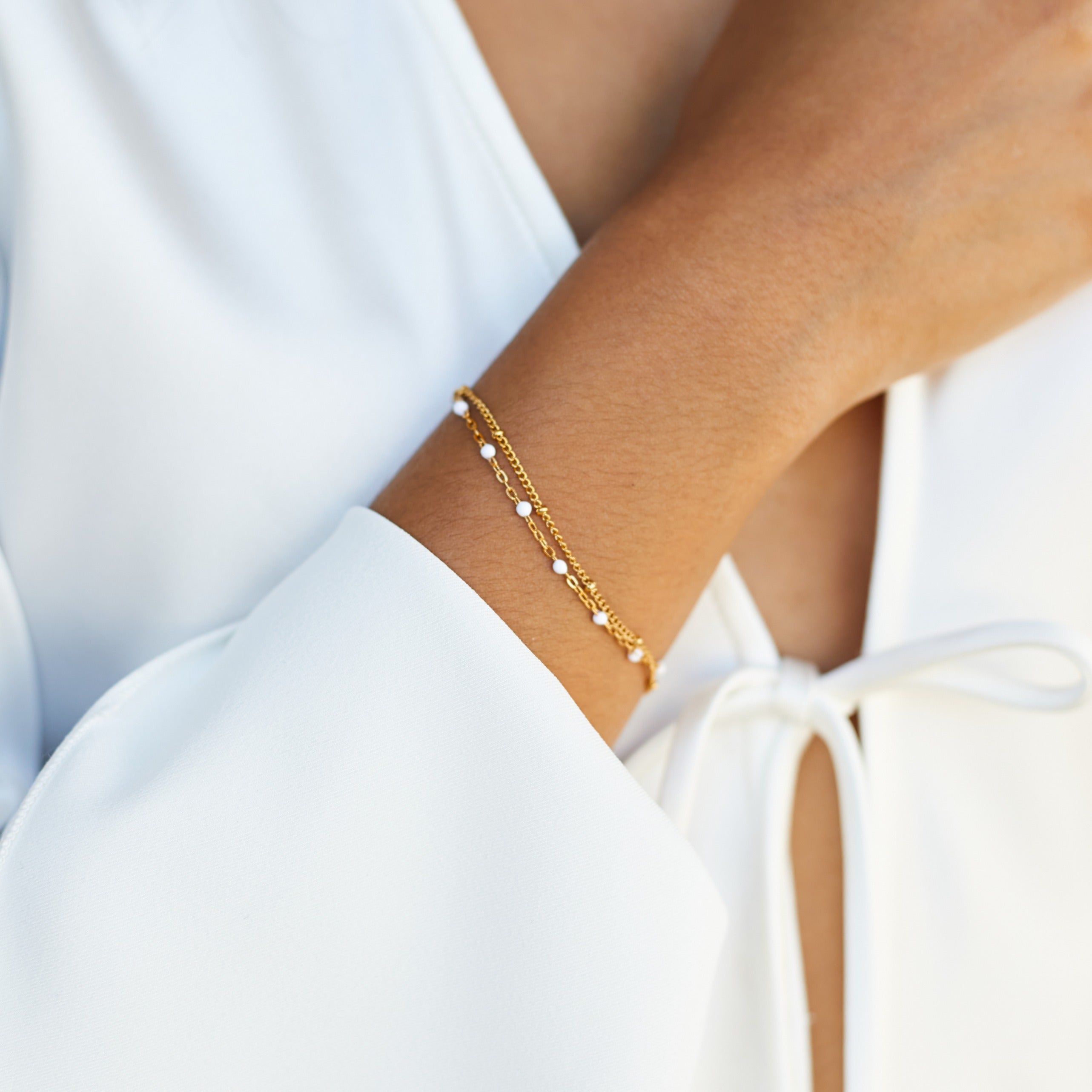 Solace™ Double White Beaded Bracelet